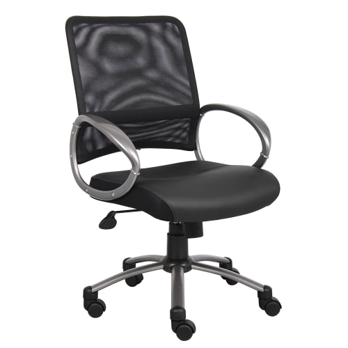 Boss Mesh Back Task Chair, Black with Pewter Finish